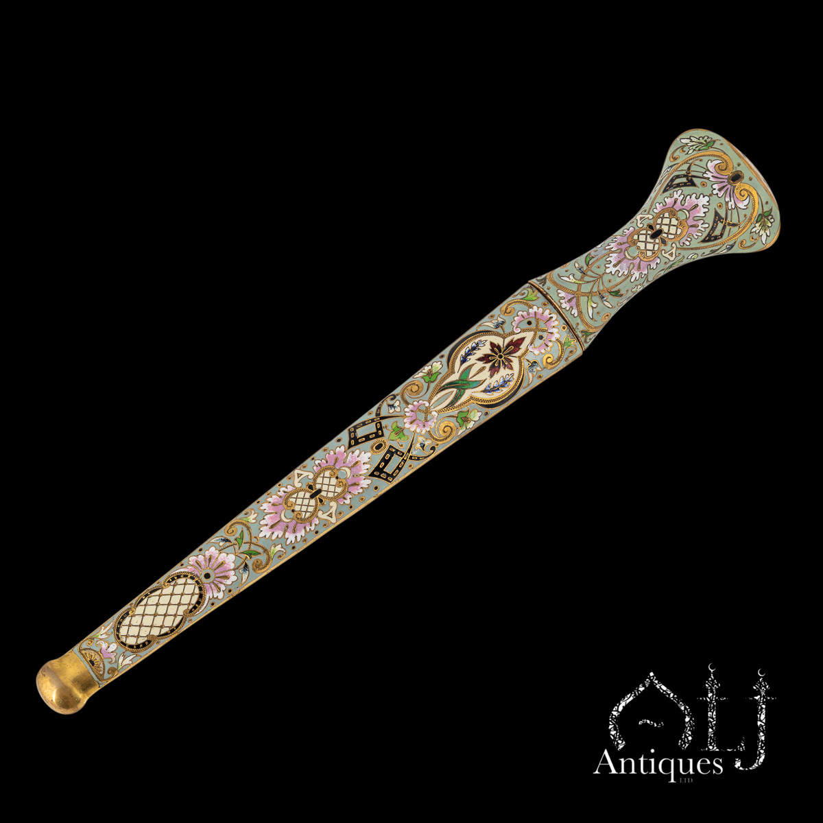 A Rare Ottoman Gilt Tombac and Polychrome Enamel Knife (Bıçak) with Rococo Floral Decoration, the Ottoman Empire, Turkey, circa 1780–1820 - Image 3