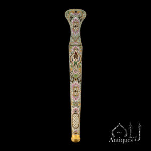 A Rare Ottoman Gilt Tombac and Polychrome Enamel Knife (Bıçak) with Rococo Floral Decoration, the Ottoman Empire, Turkey, circa 1780–1820