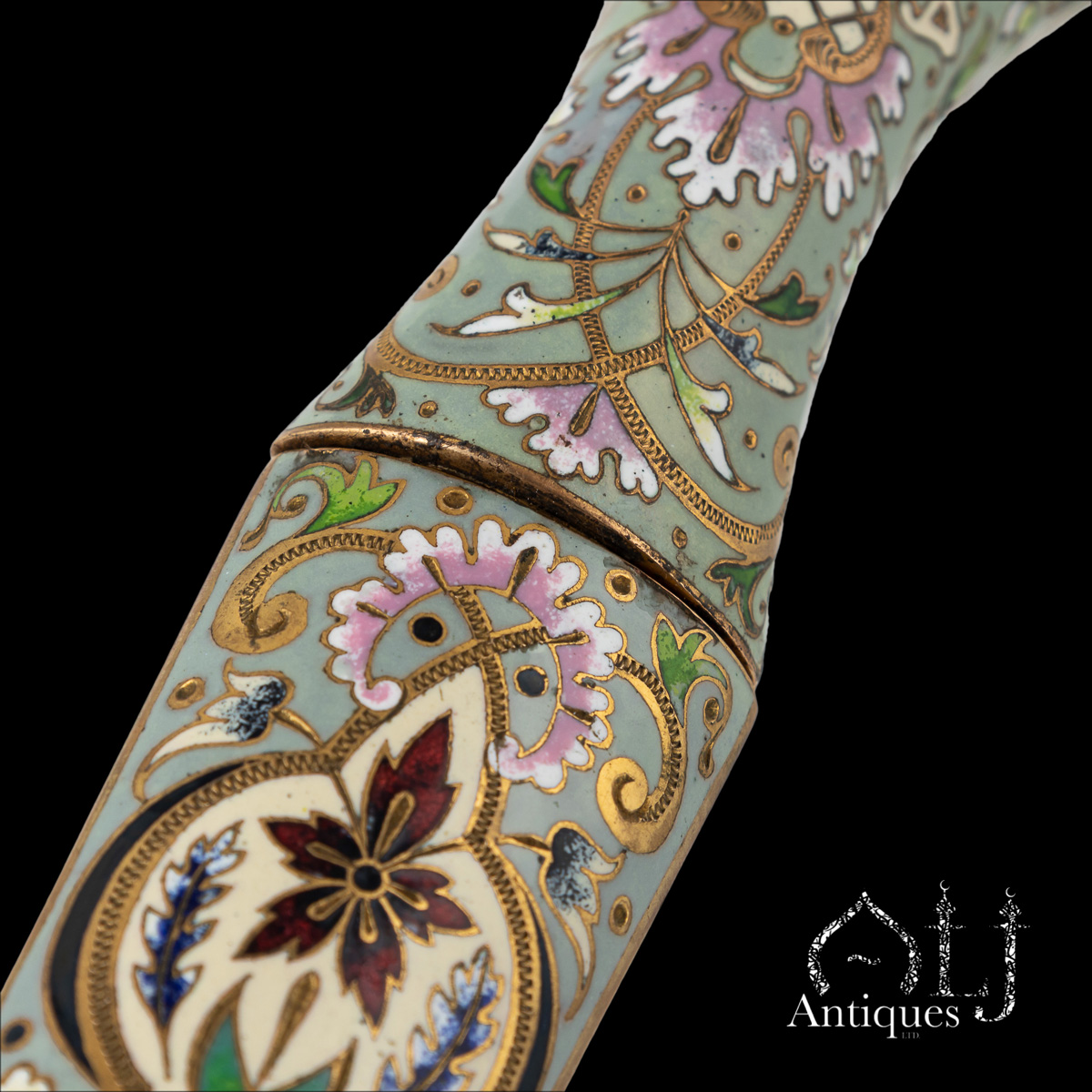 A Rare Ottoman Gilt Tombac and Polychrome Enamel Knife (Bıçak) with Rococo Floral Decoration, the Ottoman Empire, Turkey, circa 1780–1820 - Image 11