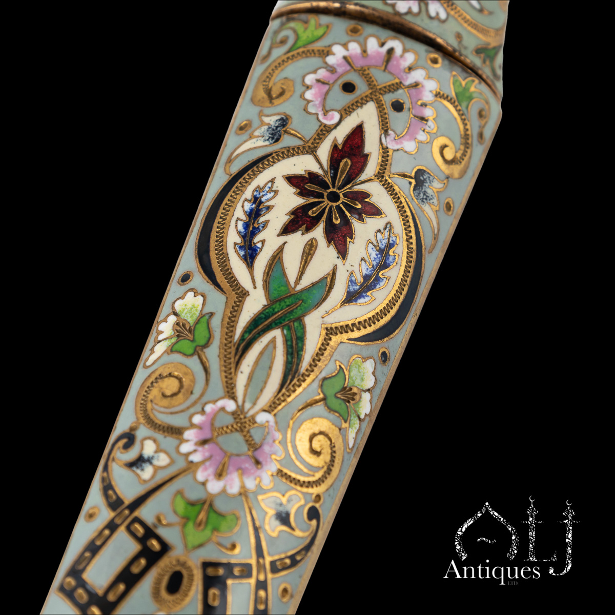 A Rare Ottoman Gilt Tombac and Polychrome Enamel Knife (Bıçak) with Rococo Floral Decoration, the Ottoman Empire, Turkey, circa 1780–1820 - Image 13