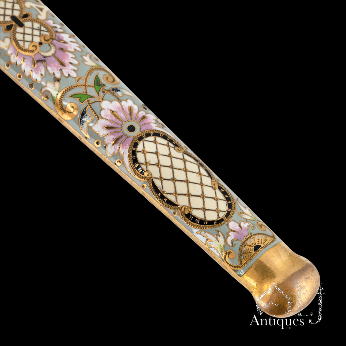 A Rare Ottoman Gilt Tombac and Polychrome Enamel Knife (Bıçak) with Rococo Floral Decoration, the Ottoman Empire, Turkey, circa 1780–1820 - Image 20