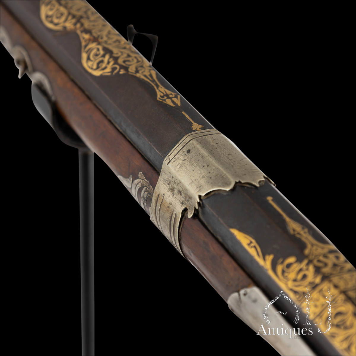 Rare Ottoman Miquelet-Lock Carbine (Short Tüfek) with Raised Gold Damascened Steel and Silver-Inlaid Stock Ottoman Empire, Balkan Provinces, circa 1800 - Image 14