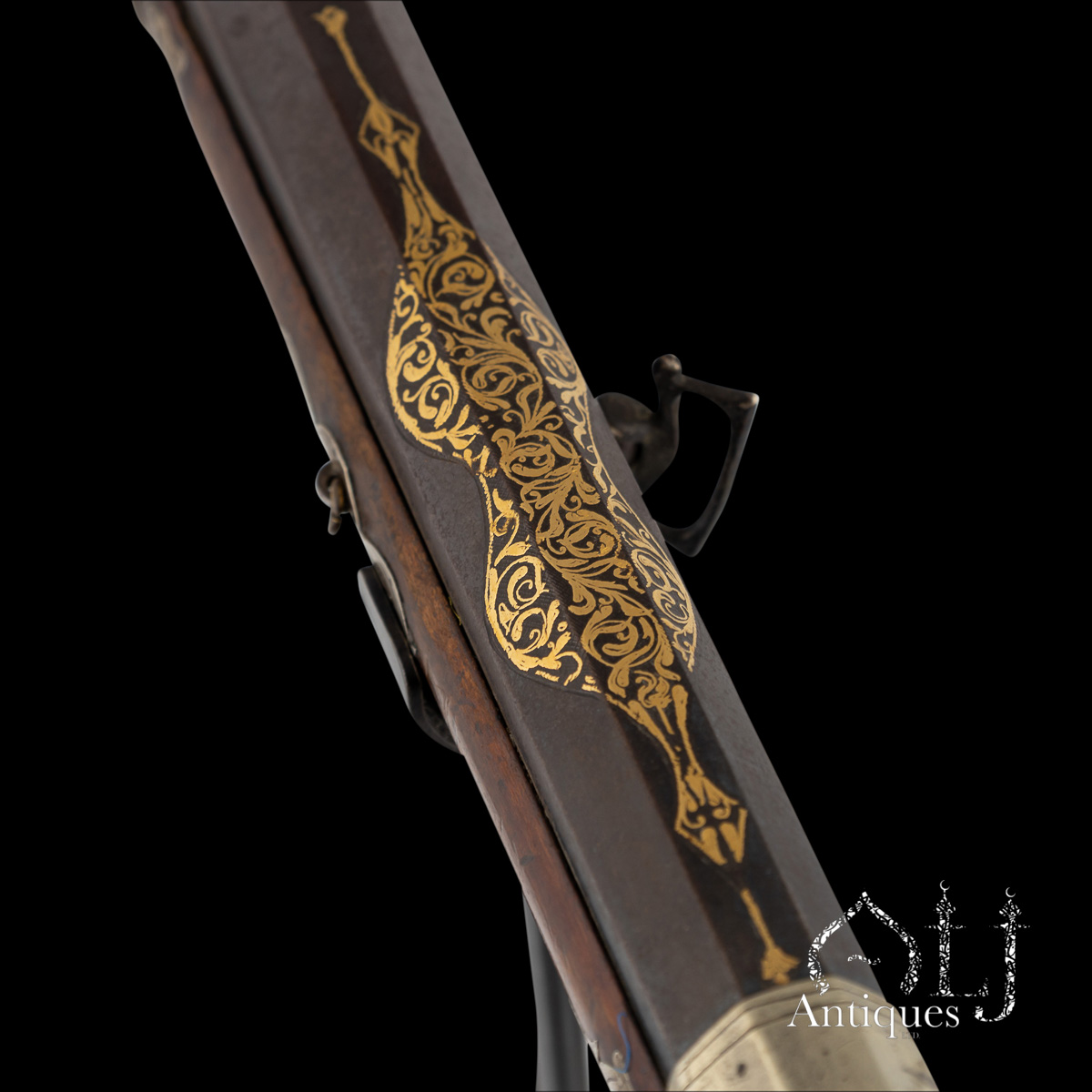 Rare Ottoman Miquelet-Lock Carbine (Short Tüfek) with Raised Gold Damascened Steel and Silver-Inlaid Stock Ottoman Empire, Balkan Provinces, circa 1800 - Image 15