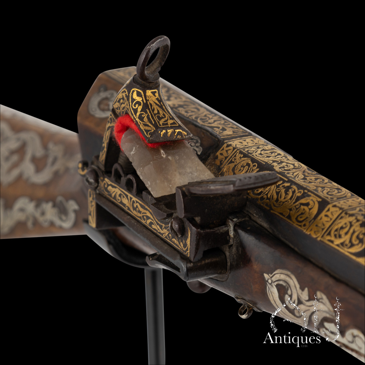 Rare Ottoman Miquelet-Lock Carbine (Short Tüfek) with Raised Gold Damascened Steel and Silver-Inlaid Stock Ottoman Empire, Balkan Provinces, circa 1800 - Image 24