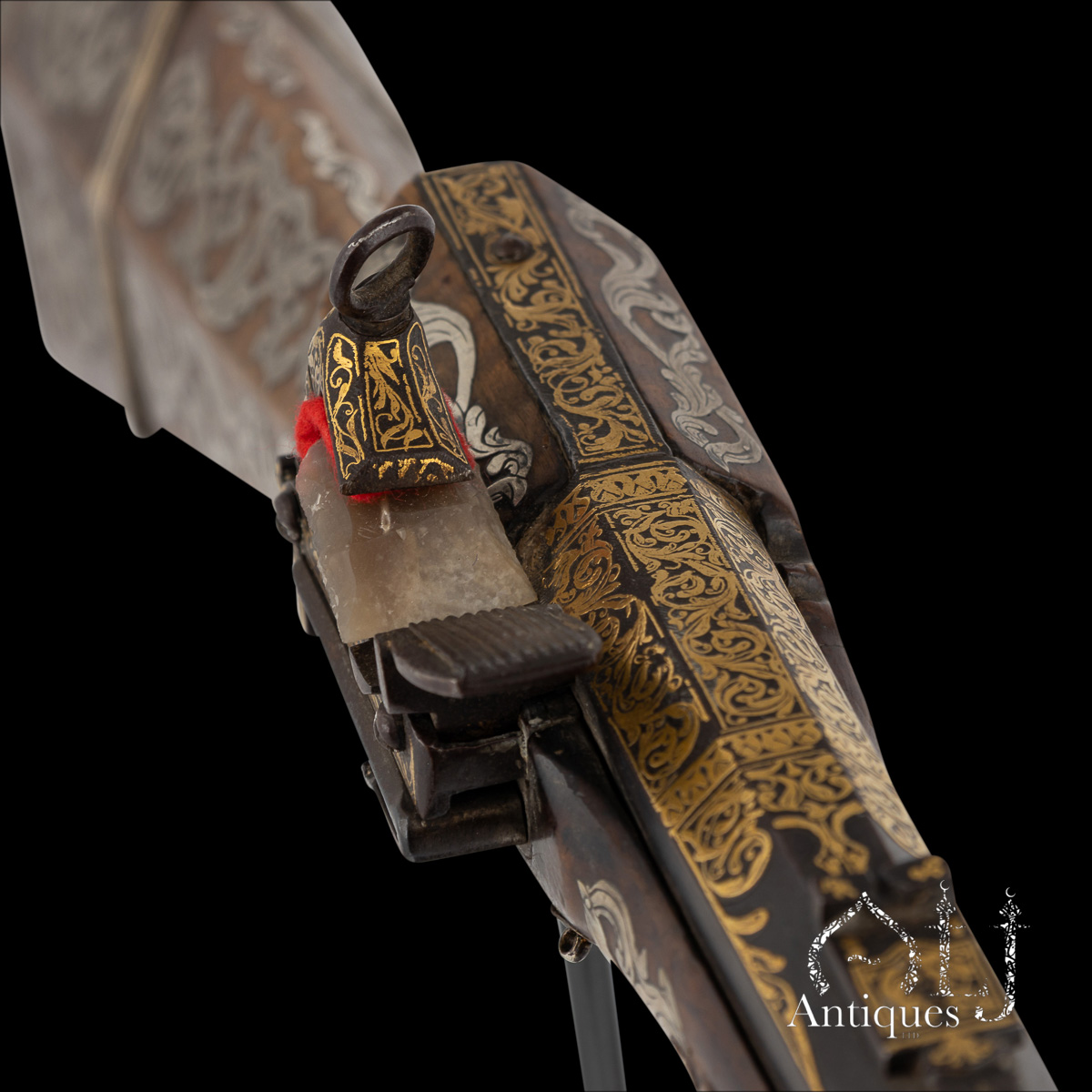 Rare Ottoman Miquelet-Lock Carbine (Short Tüfek) with Raised Gold Damascened Steel and Silver-Inlaid Stock Ottoman Empire, Balkan Provinces, circa 1800 - Image 20