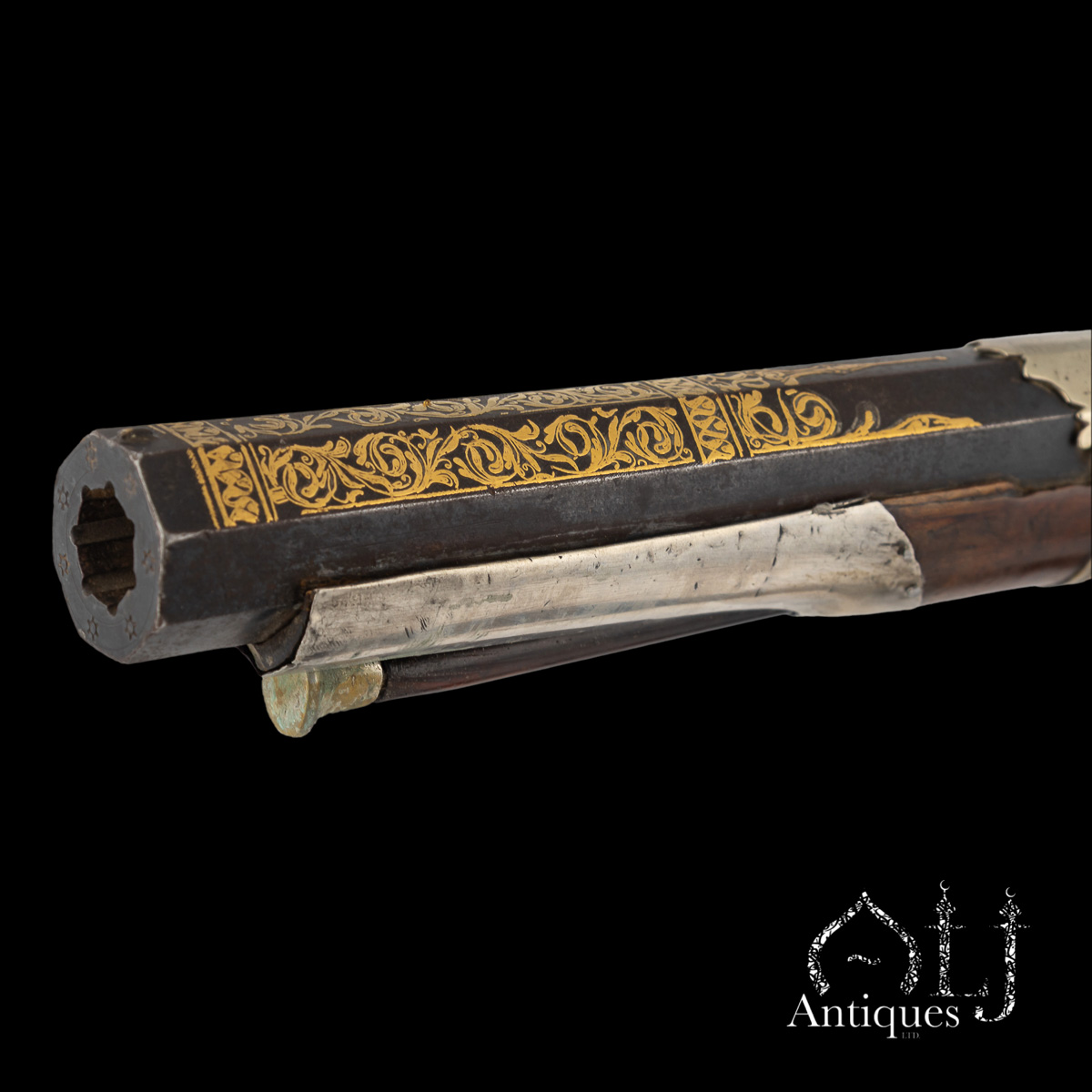 Rare Ottoman Miquelet-Lock Carbine (Short Tüfek) with Raised Gold Damascened Steel and Silver-Inlaid Stock Ottoman Empire, Balkan Provinces, circa 1800 - Image 9