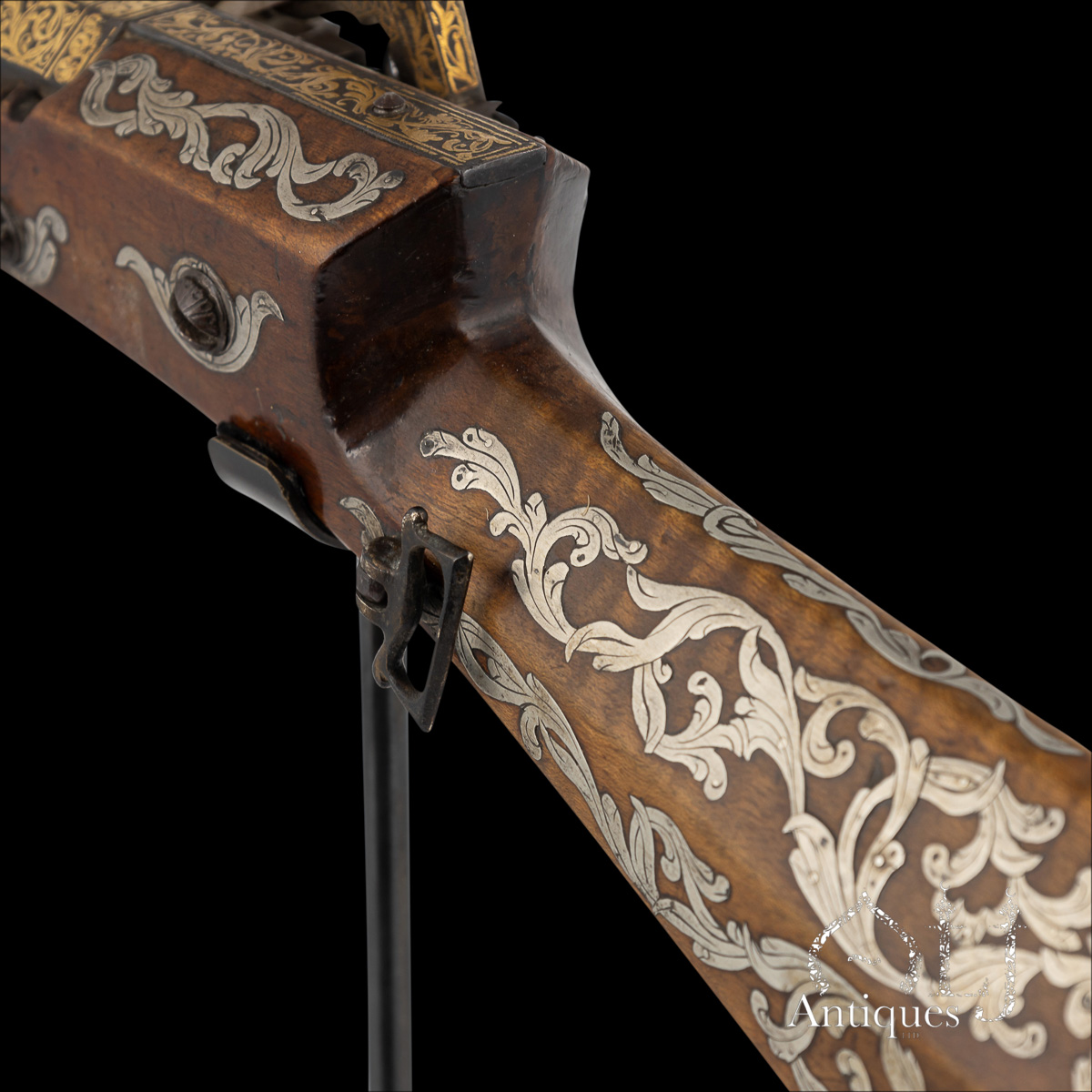 Rare Ottoman Miquelet-Lock Carbine (Short Tüfek) with Raised Gold Damascened Steel and Silver-Inlaid Stock Ottoman Empire, Balkan Provinces, circa 1800 - Image 21