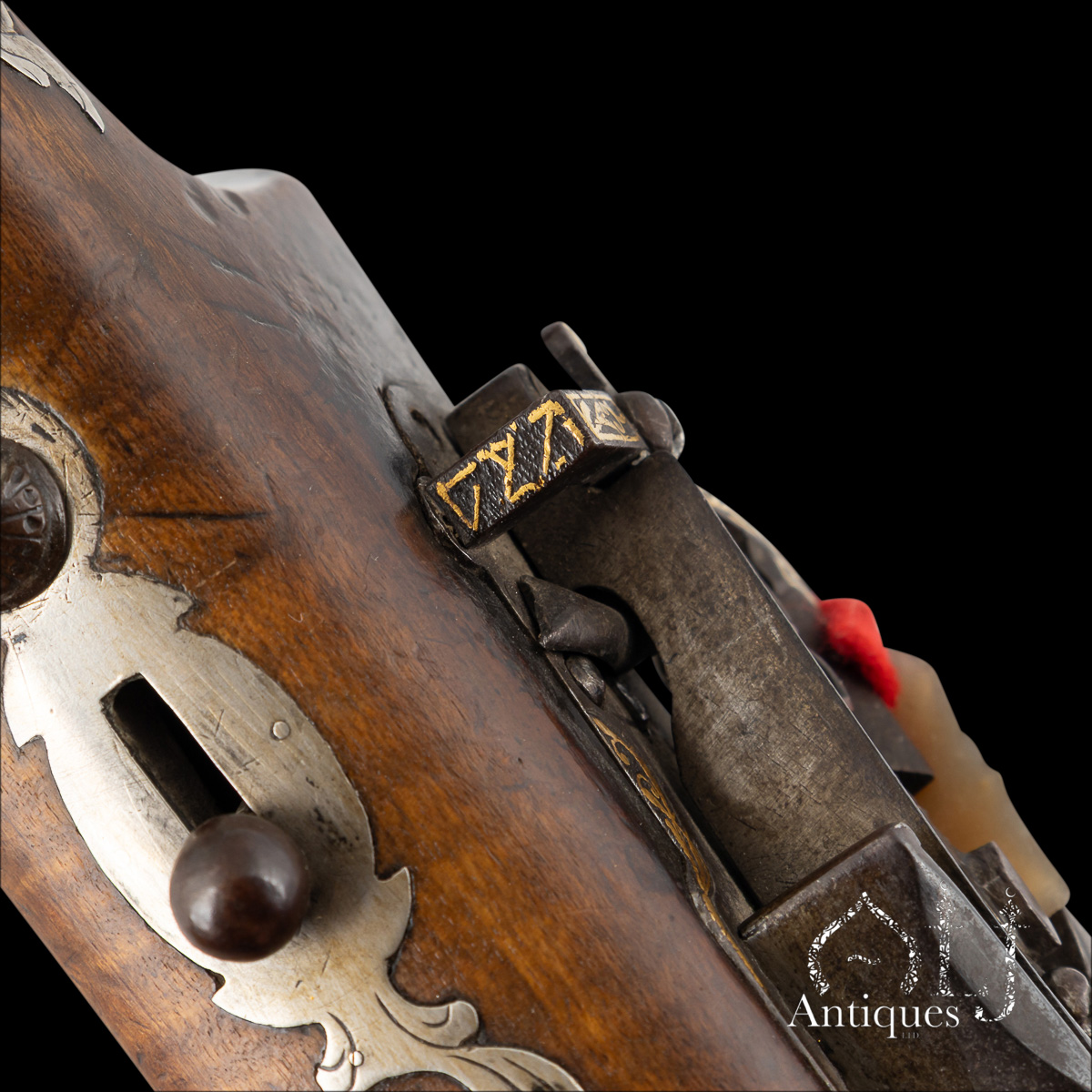 Rare Ottoman Miquelet-Lock Carbine (Short Tüfek) with Raised Gold Damascened Steel and Silver-Inlaid Stock Ottoman Empire, Balkan Provinces, circa 1800 - Image 26